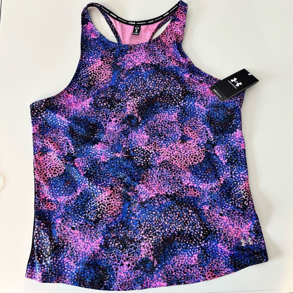Under Armour Women's Pink and Blue Racerback Tank Top